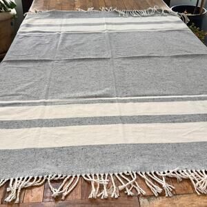 Roca Home Grey Striped Throw Blanket Cotton Blend 44" x 60"